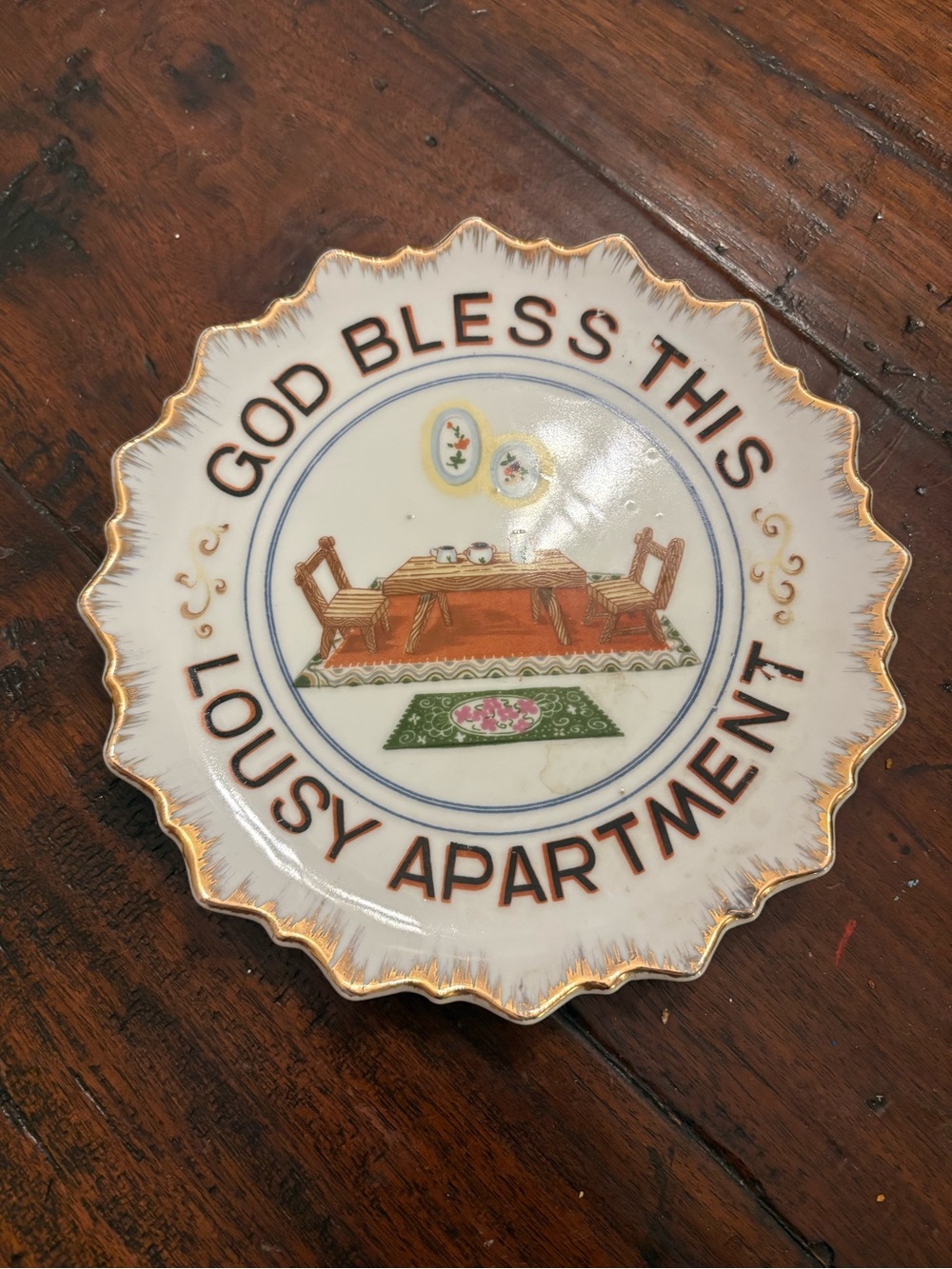 Vintage plate God Bless this Lousy Apartment funny plate wall